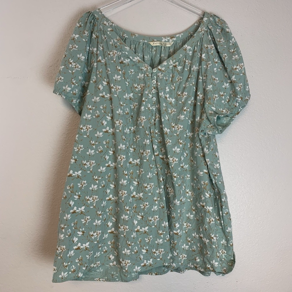 Wayward Fancies Eshakti Top Womens 4X Blouse Boho Puff Sleeve Cottage Feminine